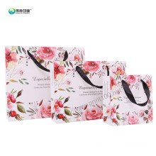 Customized Flowers Paper Printing Gift Bag Handle Ribbon